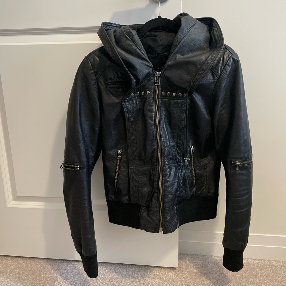 Danier Black Leather bomber Jacket